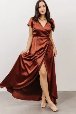 Baltic Born WEDDING SUITE|wedding guest|Krystal Satin Wrap Gown | Cinnamon