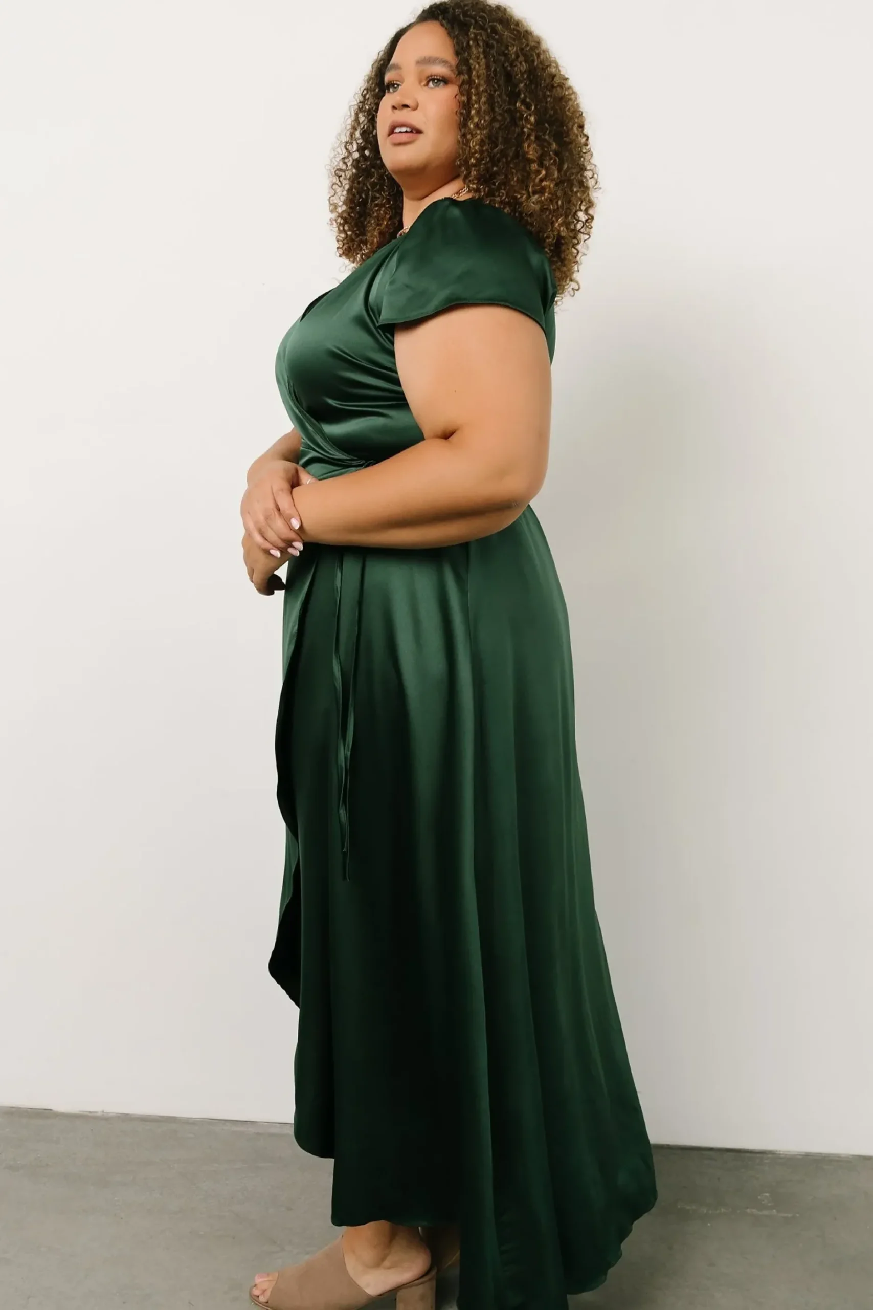 Baltic Born WEDDING SUITE|wedding guest|Krystal Satin Wrap Gown | Green
