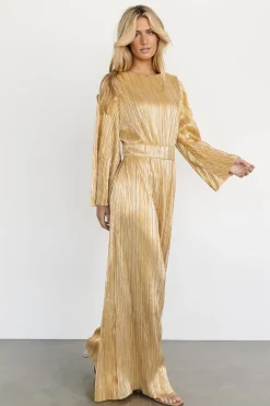 Baltic Born JUMPSUITS + ROMPERS|La Rambla Pleated Jumpsuit | Gold