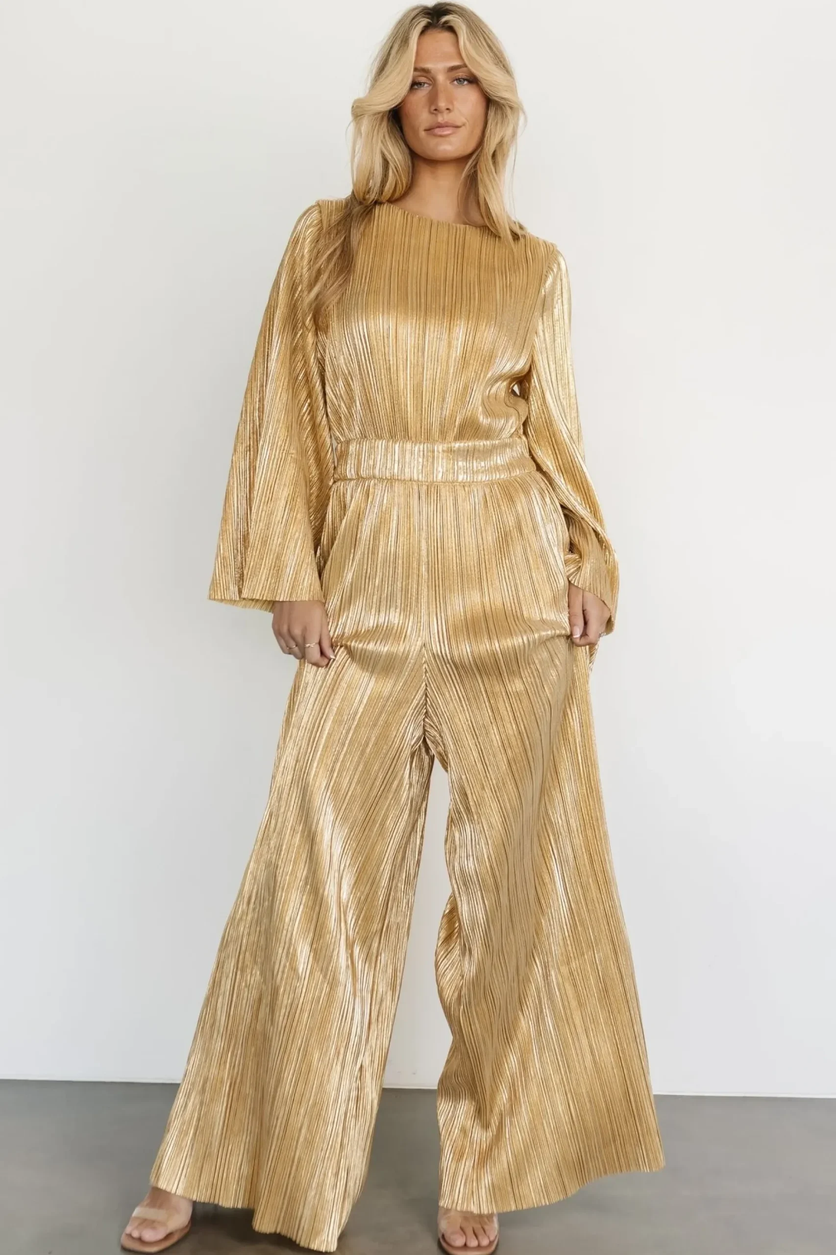 Baltic Born JUMPSUITS + ROMPERS|La Rambla Pleated Jumpsuit | Gold