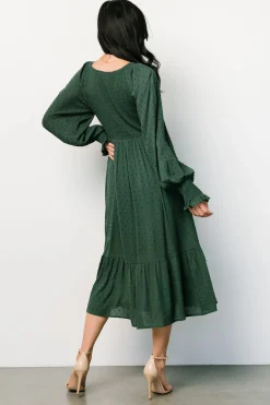 Baltic Born midi dresses|bump friendly|Lainey Smocked Dotted Midi Dress | Evergreen
