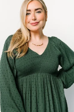 Baltic Born midi dresses|bump friendly|Lainey Smocked Dotted Midi Dress | Evergreen