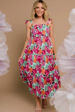 Baltic Born midi dresses|Lakewood Tie Dress | Pink Multi
