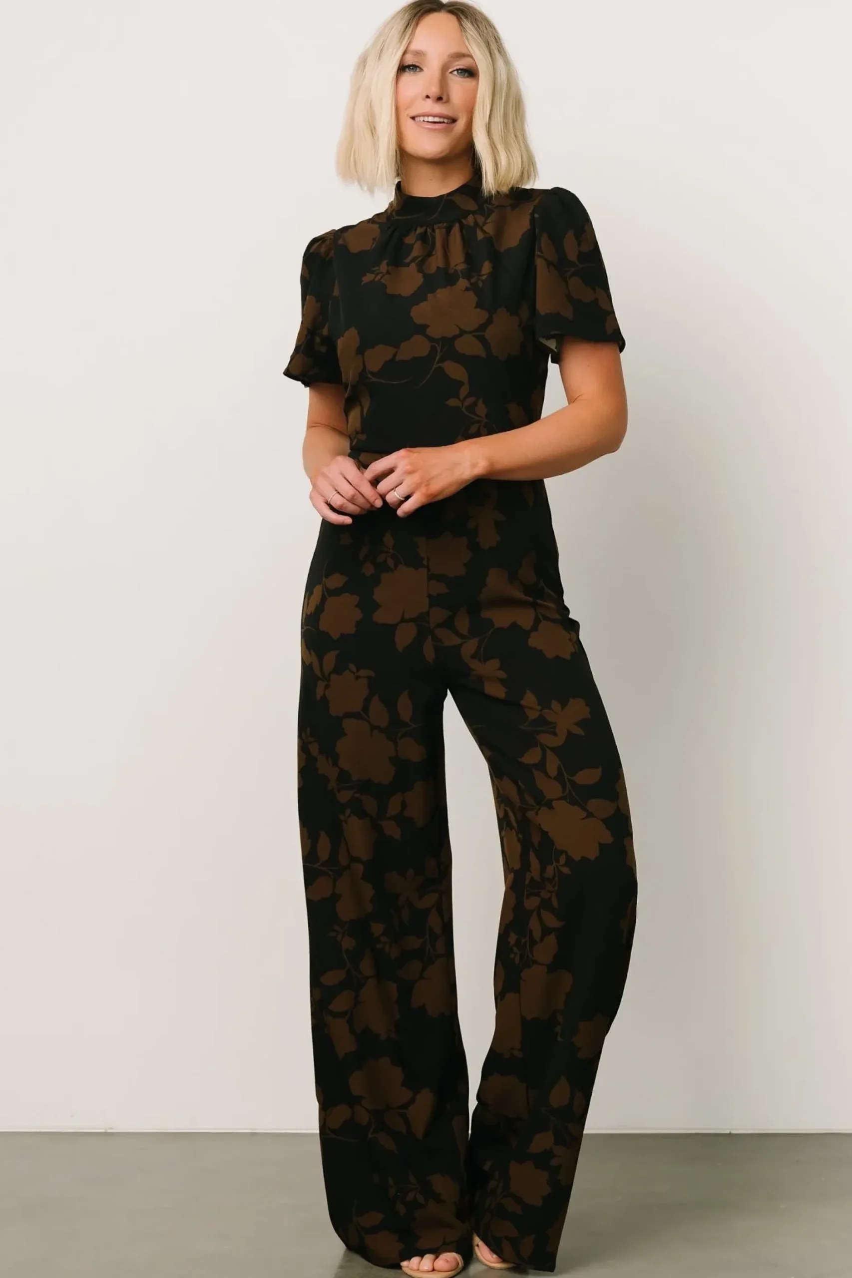 Baltic Born COMING SOON|Langham Mock Neck Jumpsuit | Espresso Print