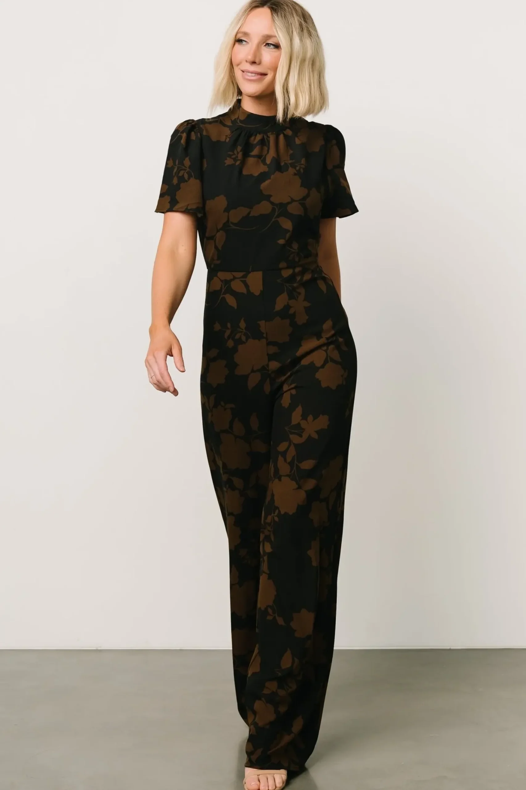 Baltic Born COMING SOON|Langham Mock Neck Jumpsuit | Espresso Print