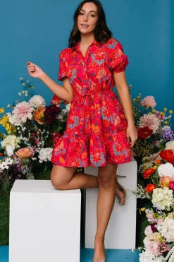 Baltic Born short dresses|Lara Ruffle Short Dress | Fuchsia Floral