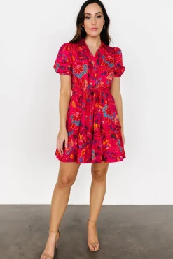 Baltic Born short dresses|Lara Ruffle Short Dress | Fuchsia Floral