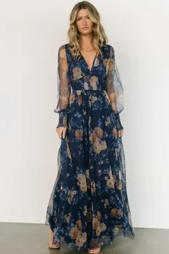 Baltic Born BEST SELLERS|DRESSES|Layla Tulle Maxi Dress | Blue + Golden Floral