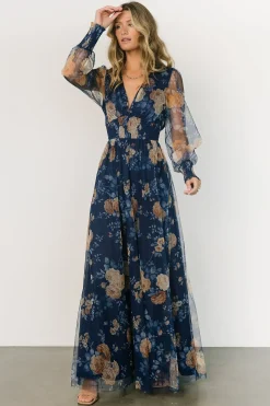 Baltic Born BEST SELLERS|DRESSES|Layla Tulle Maxi Dress | Blue + Golden Floral
