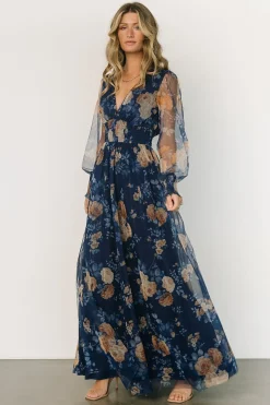 Baltic Born BEST SELLERS|DRESSES|Layla Tulle Maxi Dress | Blue + Golden Floral