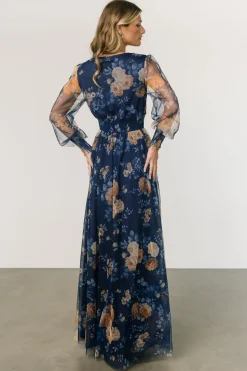 Baltic Born BEST SELLERS|DRESSES|Layla Tulle Maxi Dress | Blue + Golden Floral