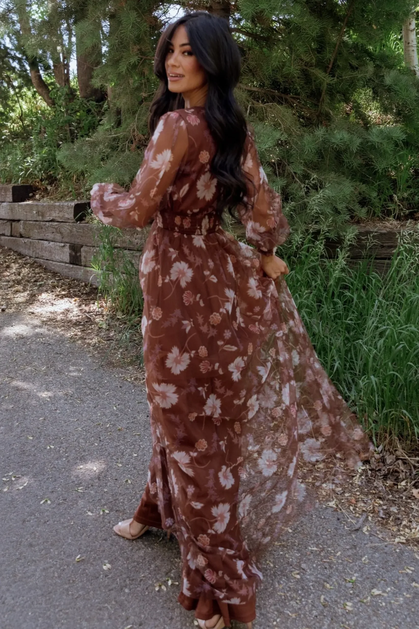 Baltic Born DRESSES|maxi dresses|Layla Tulle Maxi Dress | Chestnut Floral