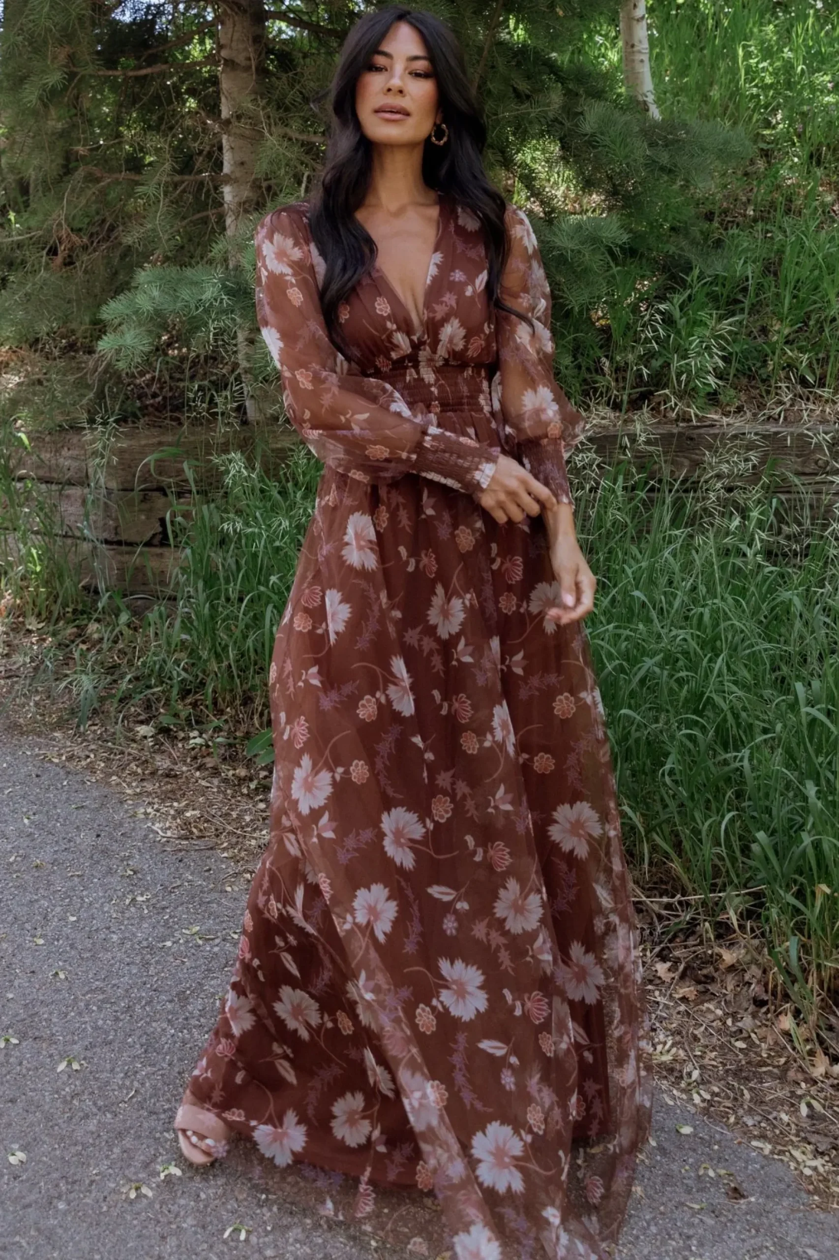 Baltic Born DRESSES|maxi dresses|Layla Tulle Maxi Dress | Chestnut Floral