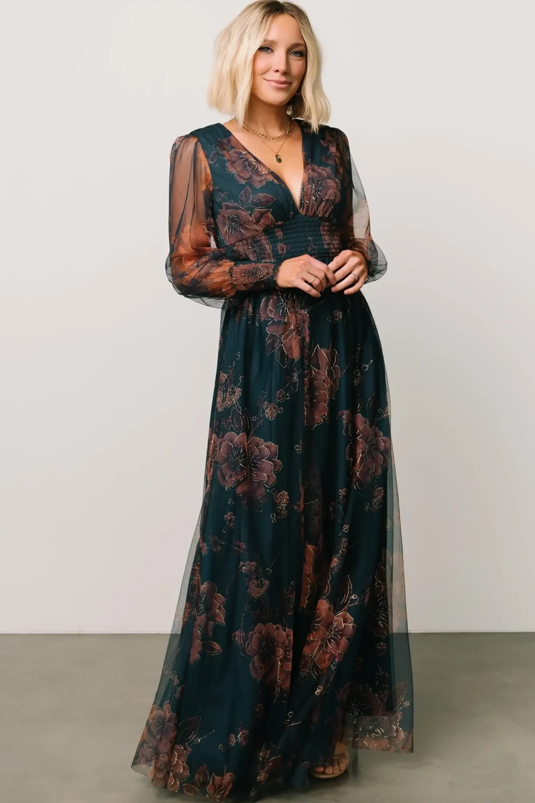 Baltic Born DRESSES|maxi dresses|Layla Tulle Maxi Dress | Copper + Blue Metallic