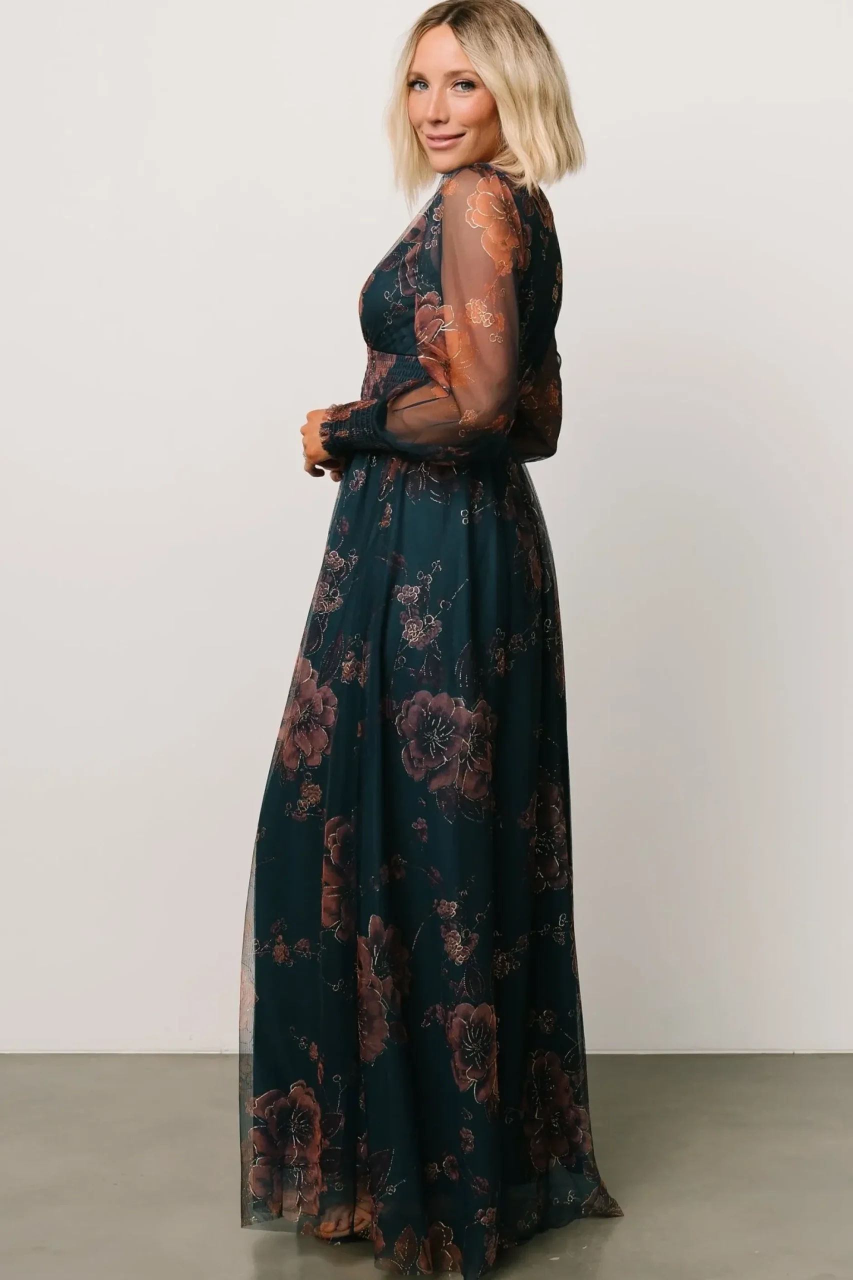 Baltic Born DRESSES|maxi dresses|Layla Tulle Maxi Dress | Copper + Blue Metallic