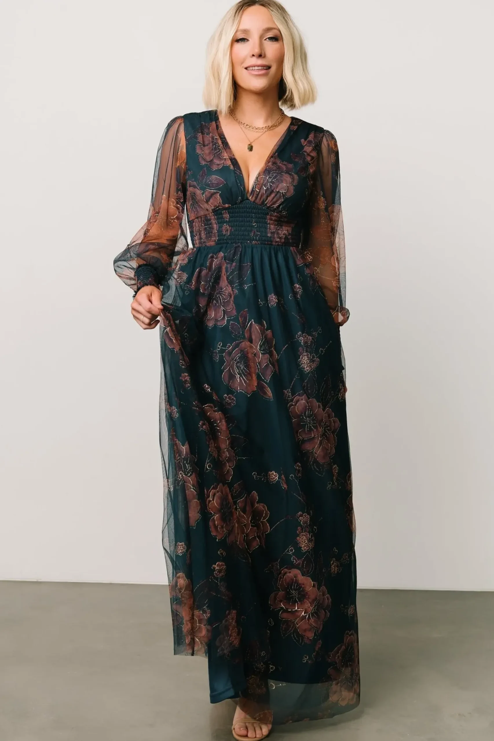 Baltic Born DRESSES|maxi dresses|Layla Tulle Maxi Dress | Copper + Blue Metallic