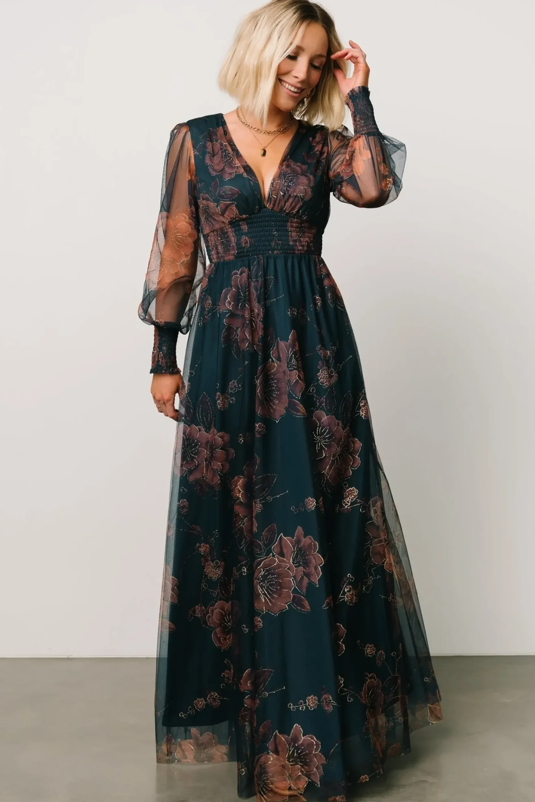 Baltic Born DRESSES|maxi dresses|Layla Tulle Maxi Dress | Copper + Blue Metallic