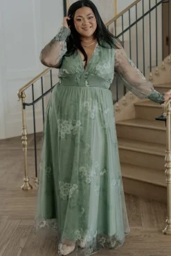 Baltic Born DRESSES|maxi dresses|Layla Tulle Maxi Dress | Dusty Green Floral