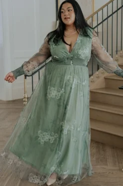 Baltic Born DRESSES|maxi dresses|Layla Tulle Maxi Dress | Dusty Green Floral