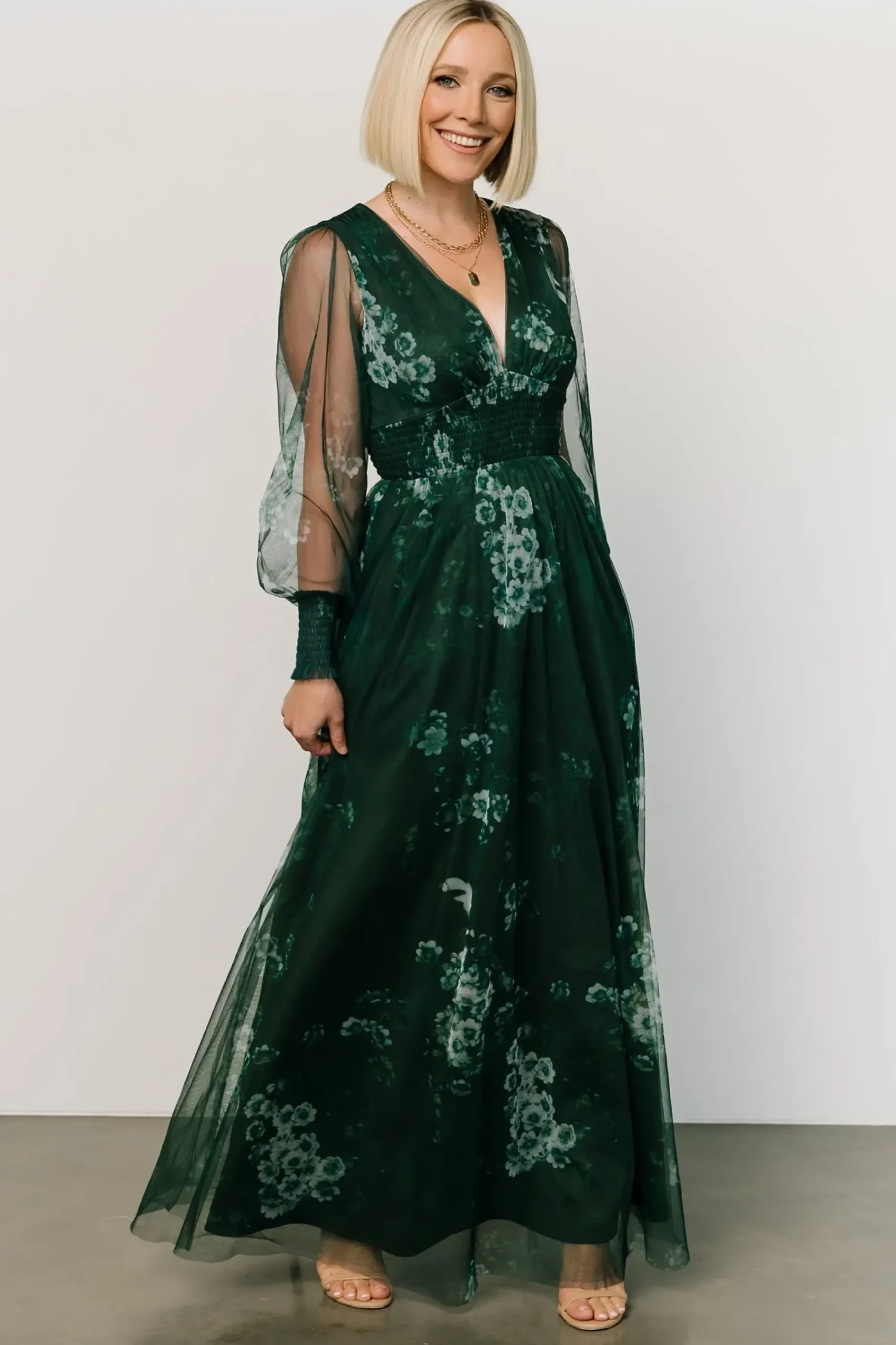 Baltic Born DRESSES|maxi dresses|Layla Tulle Maxi Dress | Dark Green Multi