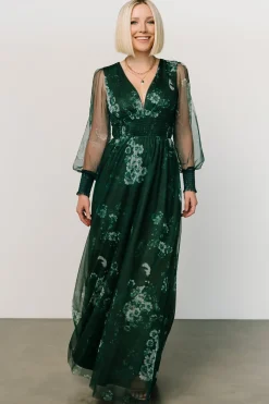 Baltic Born DRESSES|maxi dresses|Layla Tulle Maxi Dress | Dark Green Multi