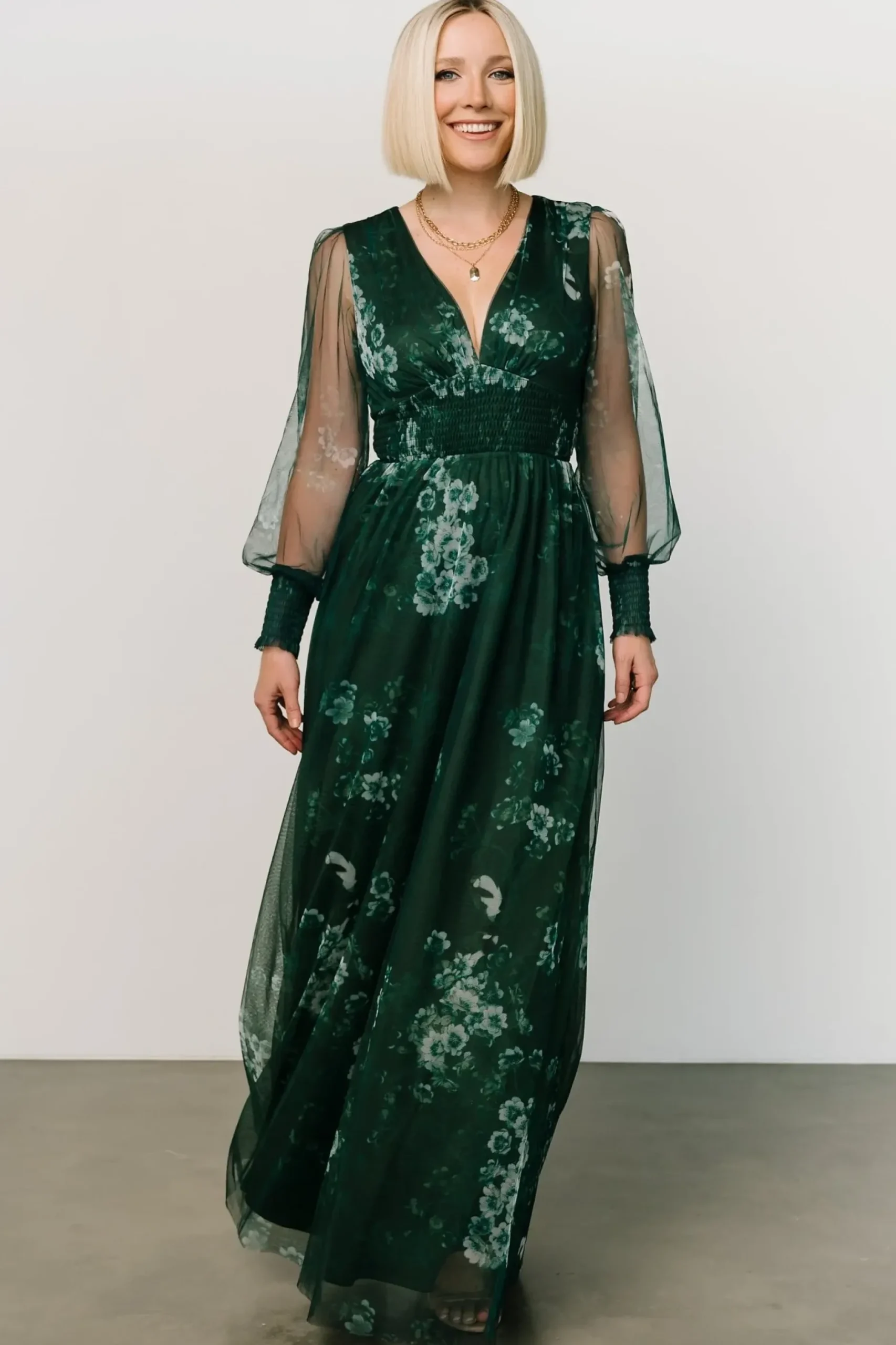 Baltic Born DRESSES|maxi dresses|Layla Tulle Maxi Dress | Dark Green Multi