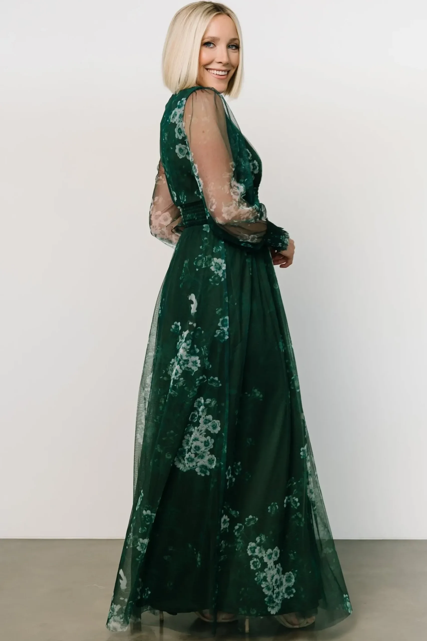 Baltic Born DRESSES|maxi dresses|Layla Tulle Maxi Dress | Dark Green Multi