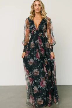 Baltic Born DRESSES|maxi dresses|Layla Tulle Maxi Dress | Garden Navy Floral