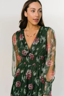Baltic Born DRESSES|maxi dresses|Layla Tulle Maxi Dress | Green + Pink Floral