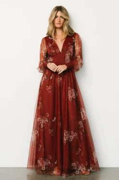 Baltic Born DRESSES|maxi dresses|Layla Tulle Maxi Dress | Rust Floral