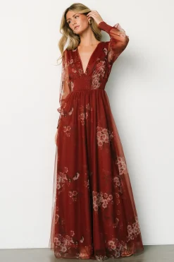 Baltic Born DRESSES|maxi dresses|Layla Tulle Maxi Dress | Rust Floral