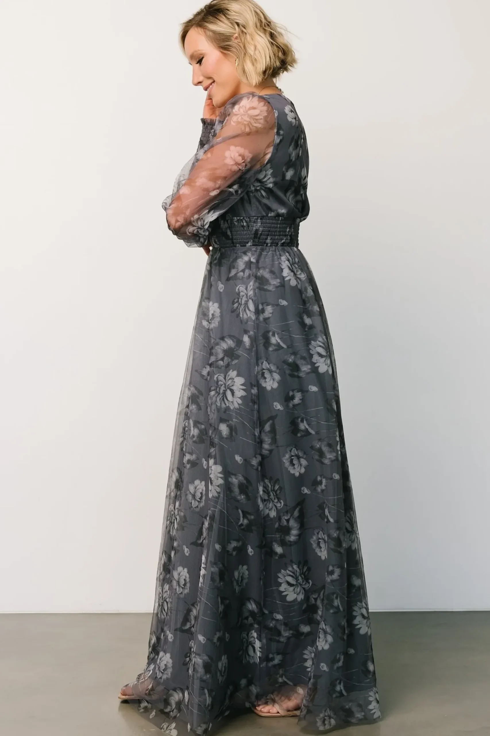 Baltic Born DRESSES|maxi dresses|Layla Tulle Maxi Dress | Slate Floral