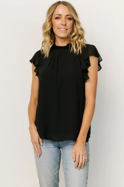 Baltic Born blouses + shirts|Leah Mock Neck Top | Black