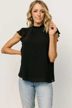 Baltic Born blouses + shirts|Leah Mock Neck Top | Black