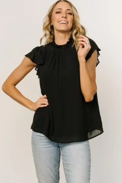 Baltic Born blouses + shirts|Leah Mock Neck Top | Black