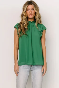 Baltic Born blouses + shirts|Leah Mock Neck Top | Green