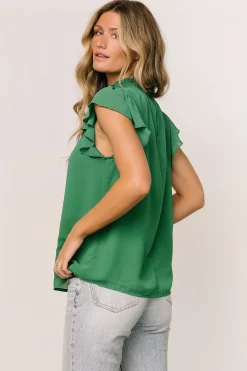 Baltic Born blouses + shirts|Leah Mock Neck Top | Green