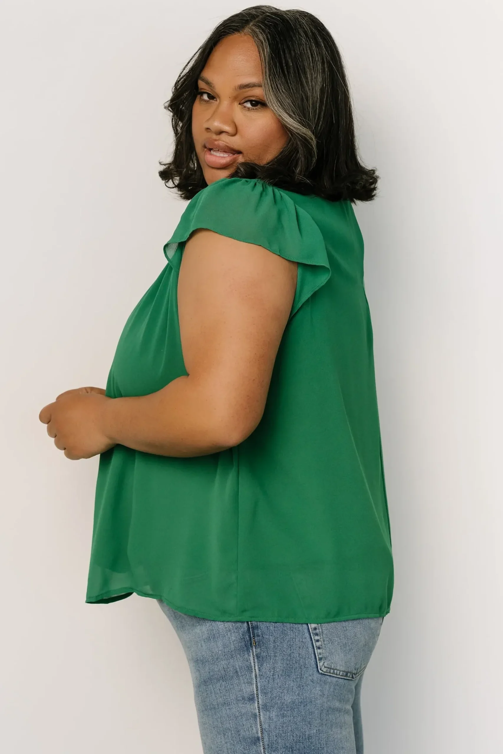 Baltic Born blouses + shirts|Leah Mock Neck Top | Green