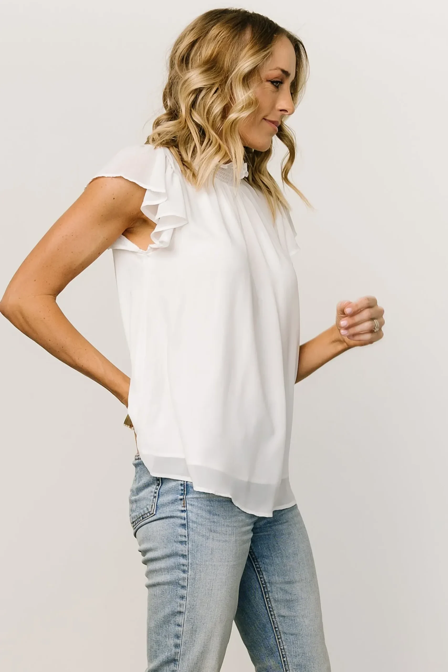 Baltic Born blouses + shirts|Leah Mock Neck Top | Off White