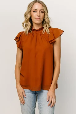 Baltic Born blouses + shirts|Leah Mock Neck Top | Spice