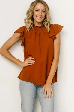 Baltic Born blouses + shirts|Leah Mock Neck Top | Spice