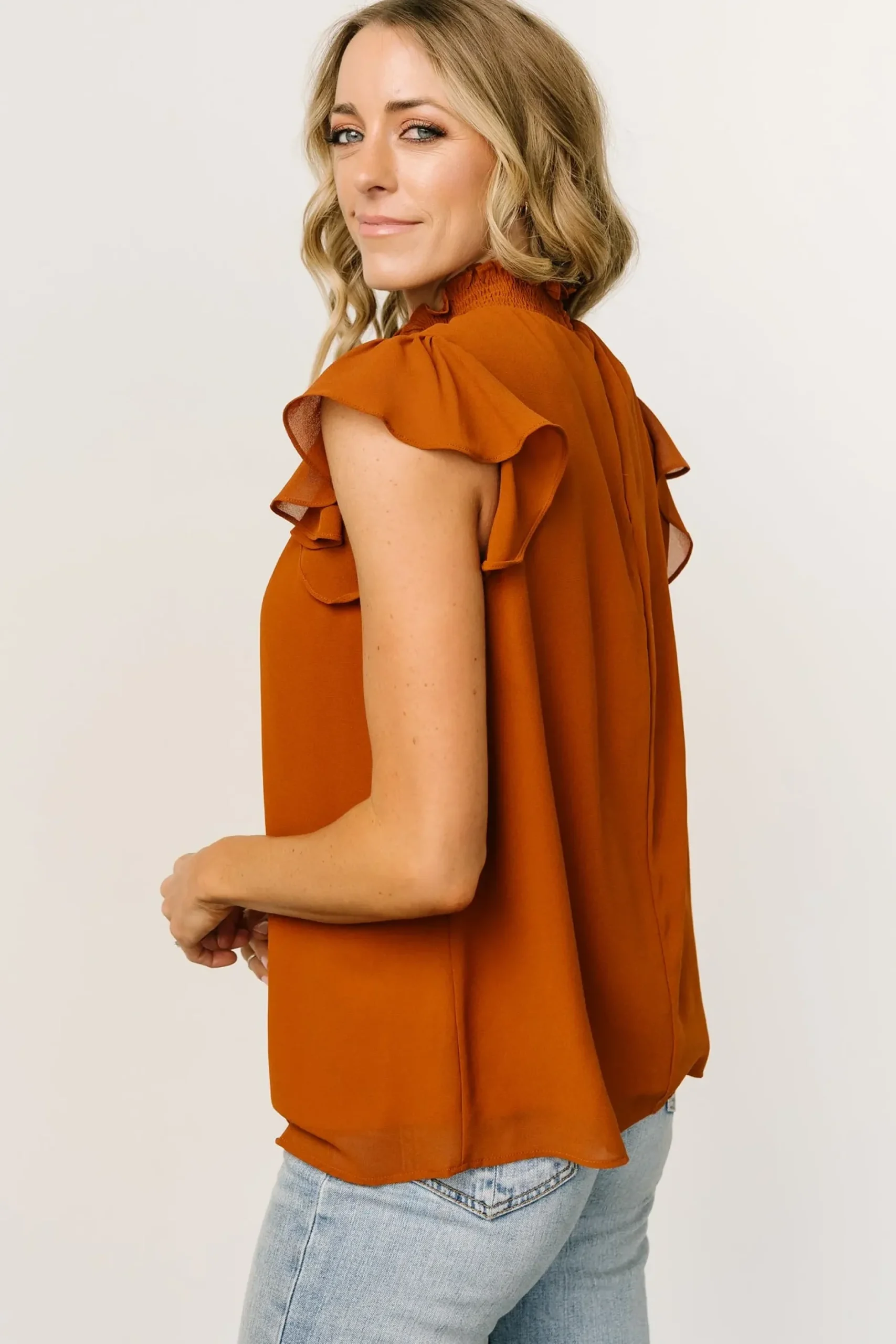 Baltic Born blouses + shirts|Leah Mock Neck Top | Spice