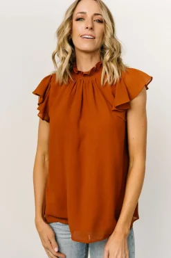 Baltic Born blouses + shirts|Leah Mock Neck Top | Spice