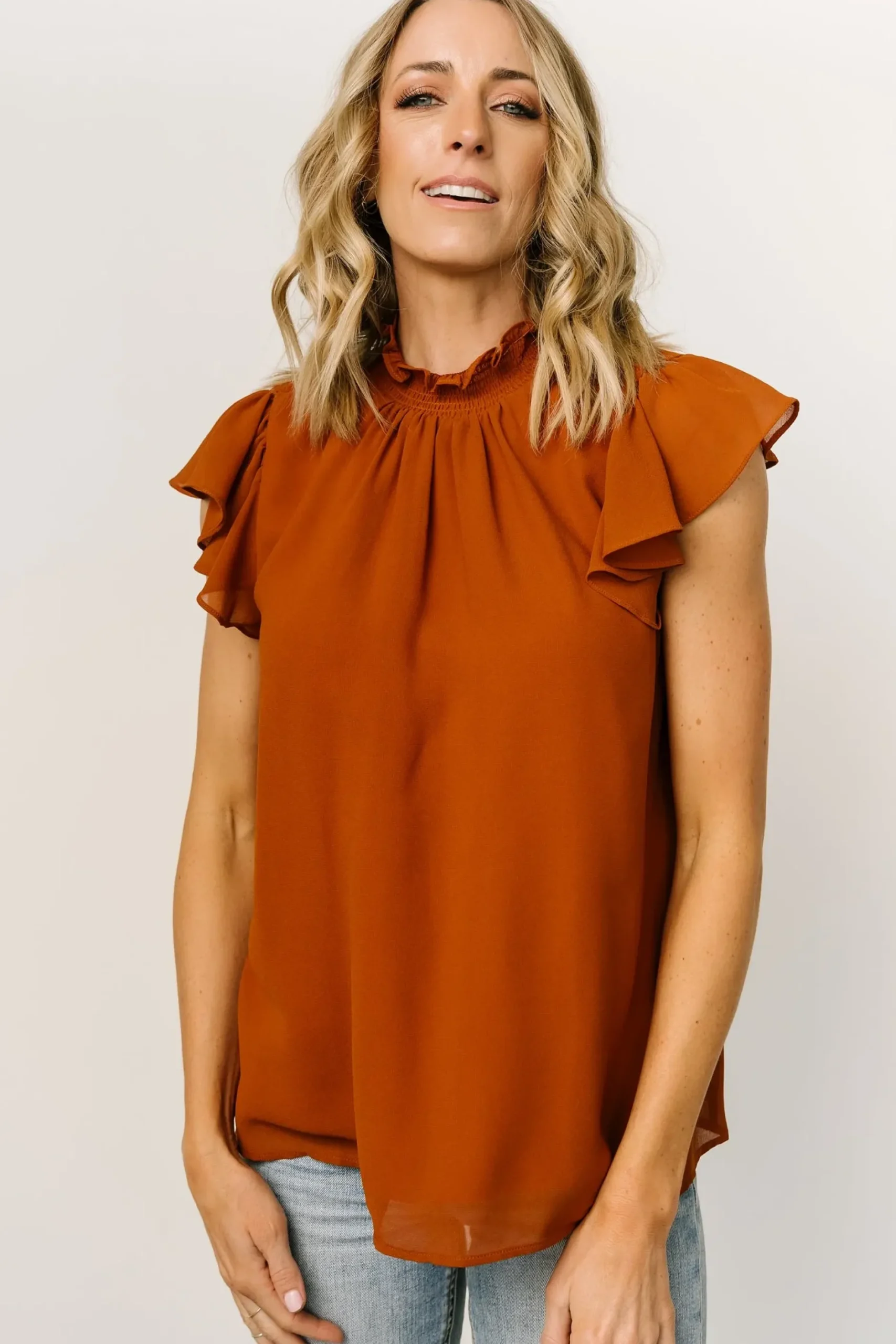 Baltic Born blouses + shirts|Leah Mock Neck Top | Spice