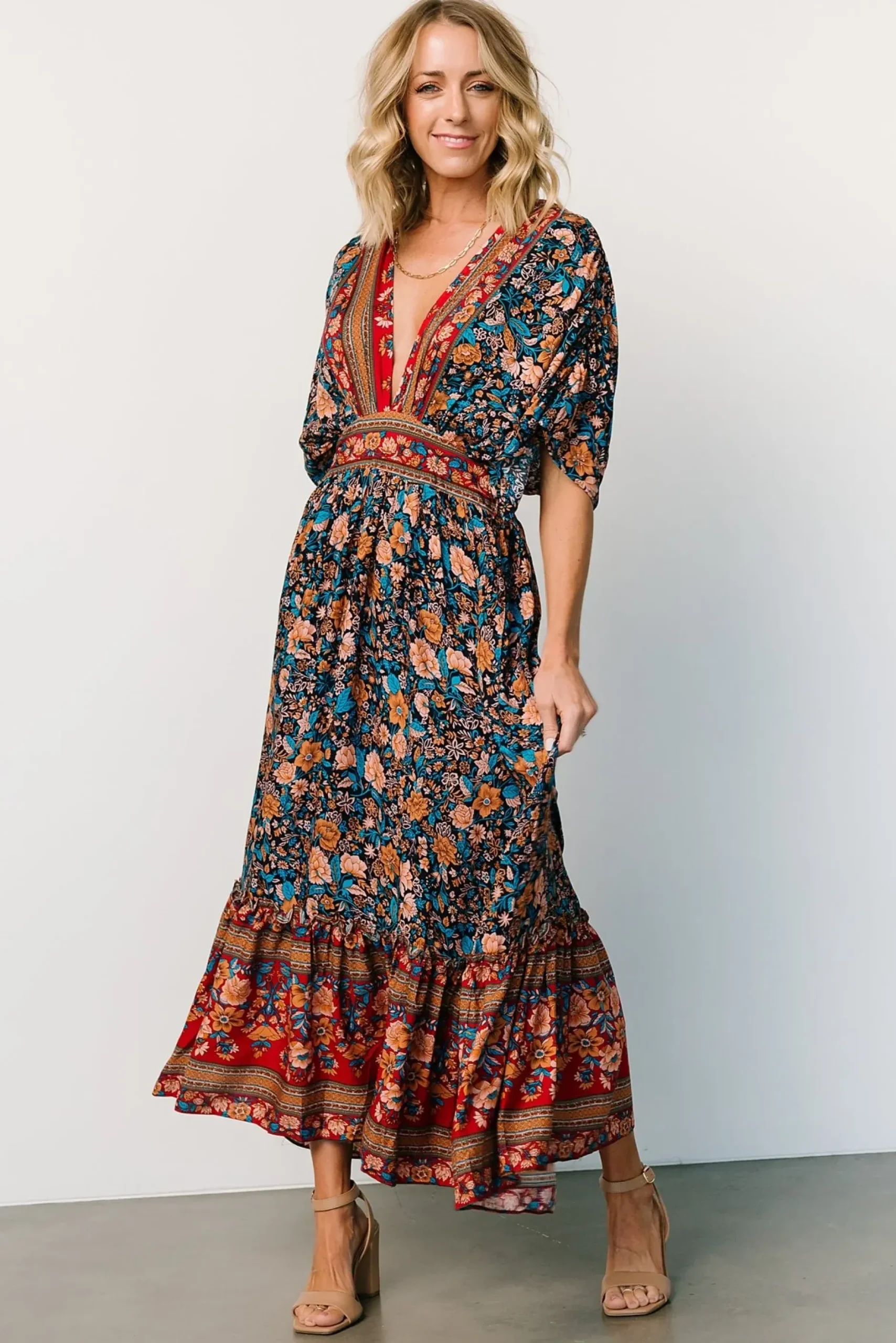 Baltic Born midi dresses|Leeanne Midi Dress | Navy Multi Floral