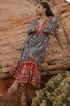 Baltic Born midi dresses|Leeanne Midi Dress | Navy Multi Floral