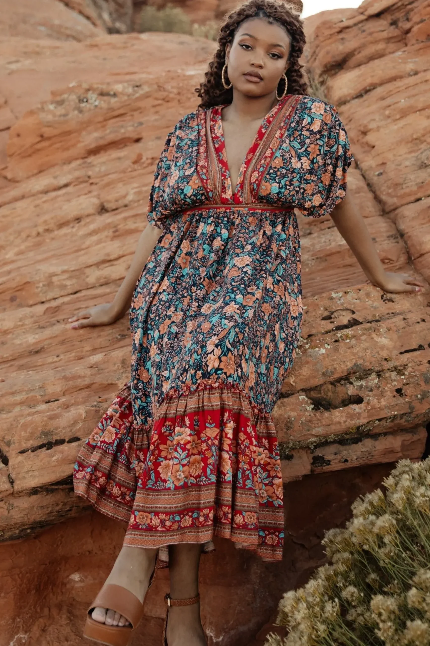 Baltic Born midi dresses|Leeanne Midi Dress | Navy Multi Floral