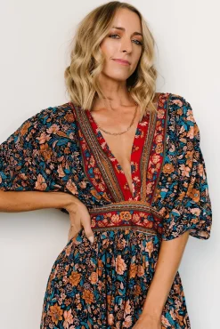 Baltic Born midi dresses|Leeanne Midi Dress | Navy Multi Floral