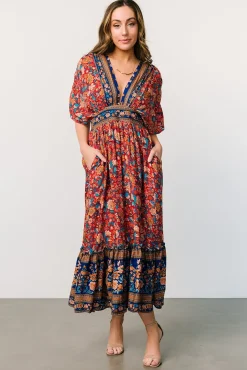 Baltic Born midi dresses|Leeanne Midi Dress | Red Multi Floral
