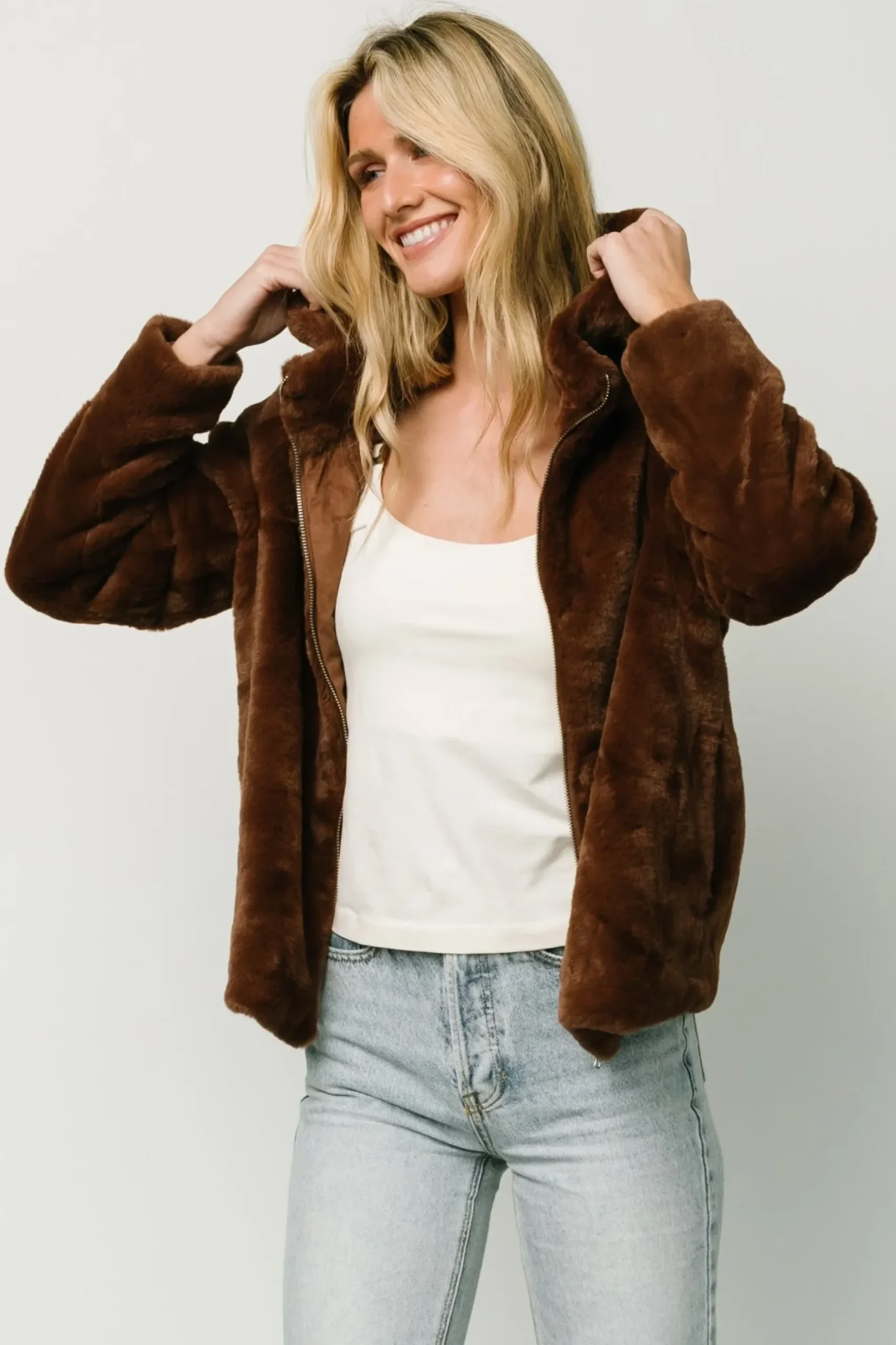 Baltic Born outerwear|Leeds Faux Fur Jacket | Brown